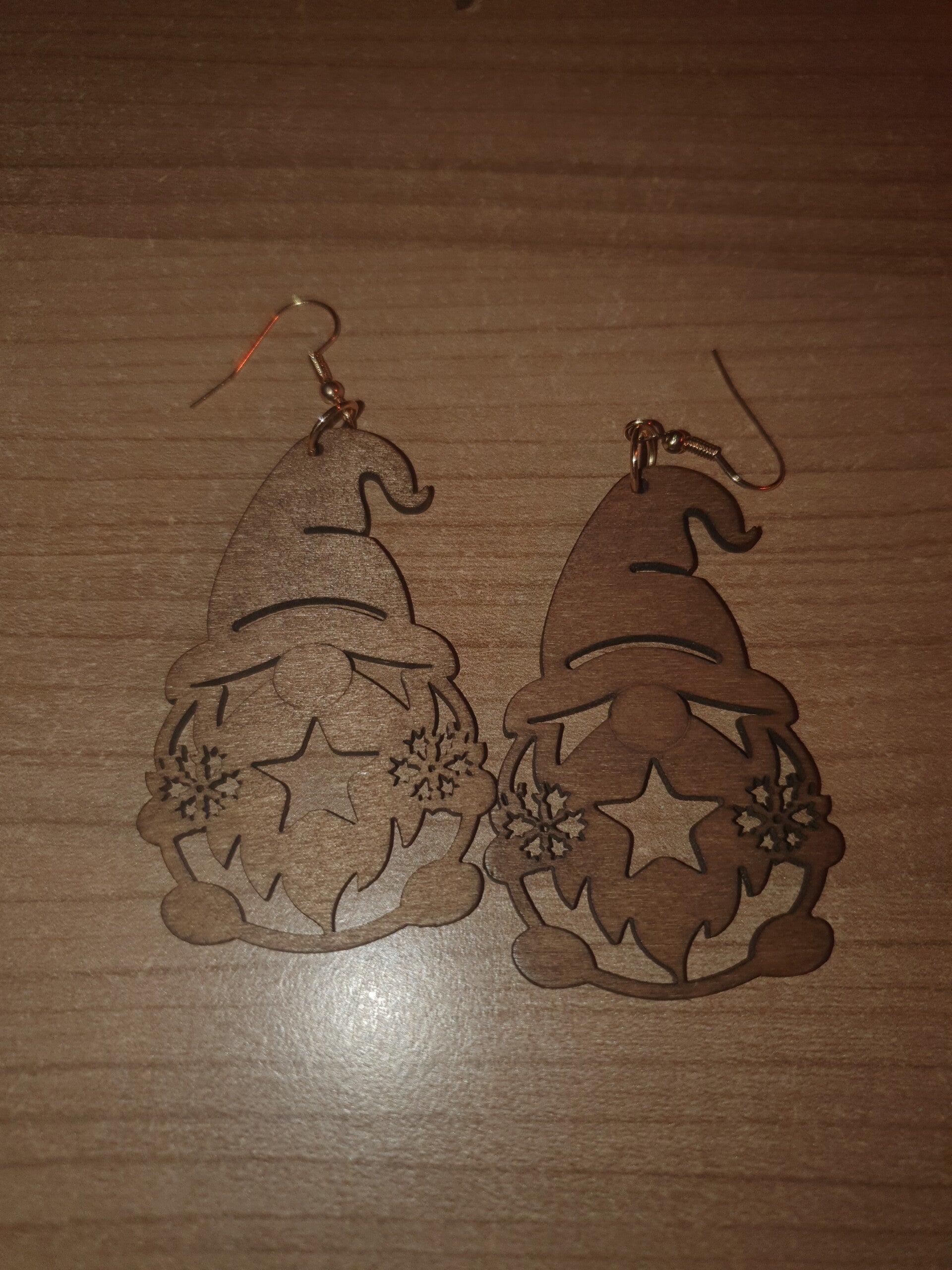 Oorbellen gnoom groot hout