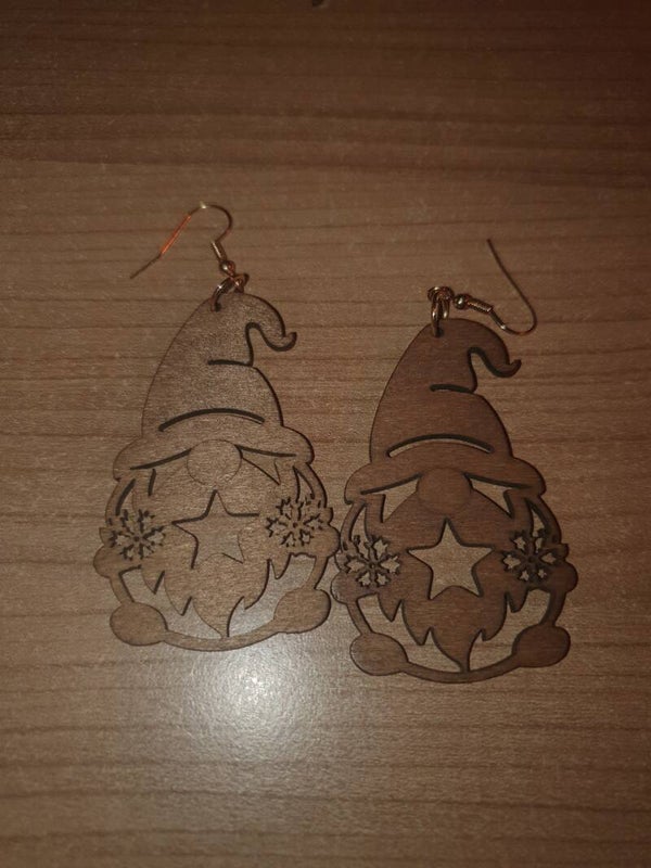 Oorbellen gnoom groot hout