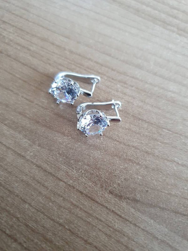 Oorbellen zilverkleurig steen