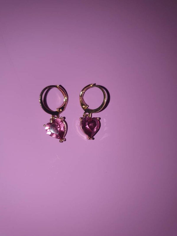 Oorbellen hartjes roze