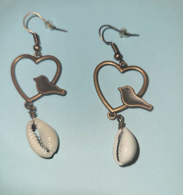 Oorbellen hartjes vogel schelp