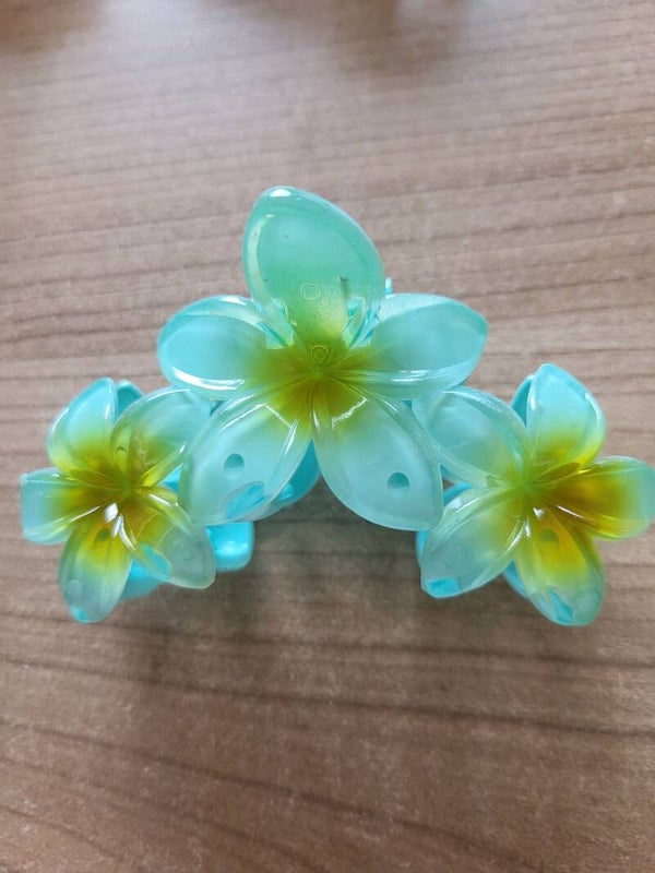 Klem bloemen blauw geel