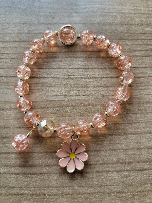 Armband bloem pasteloranje