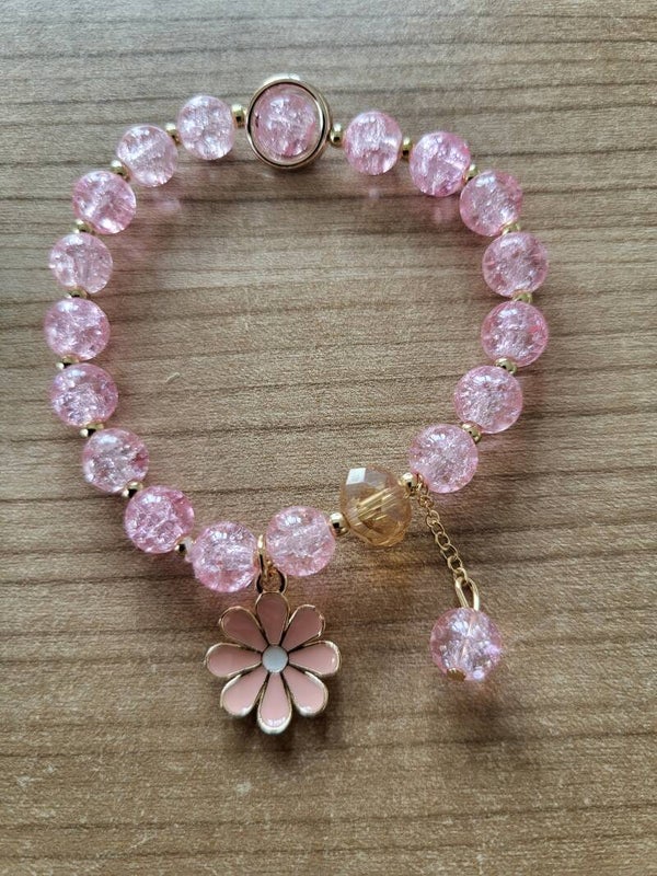Armband bloem roze