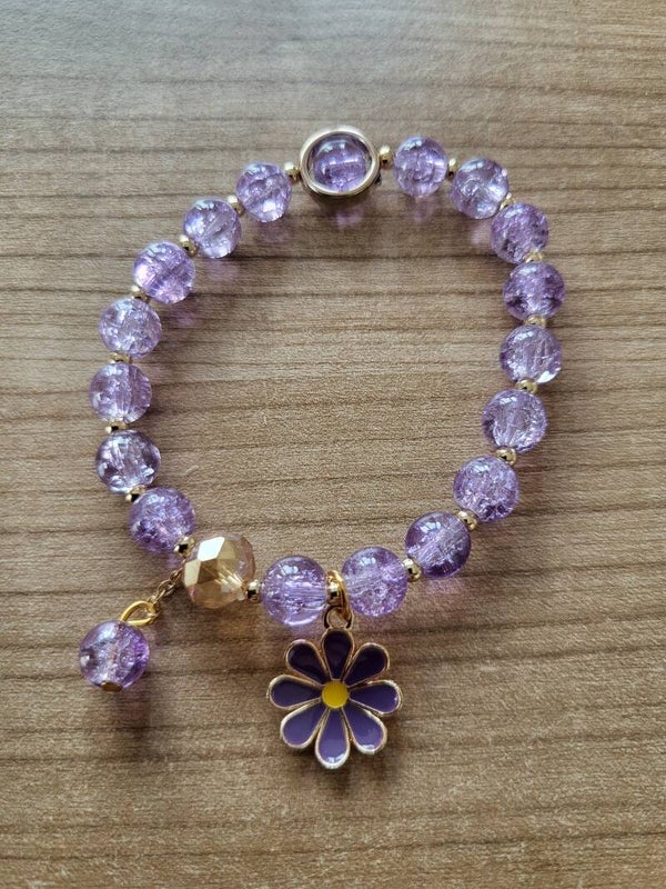Armbamd bloem paars