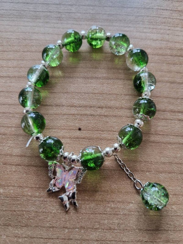 Kralenarmband vlinder groen
