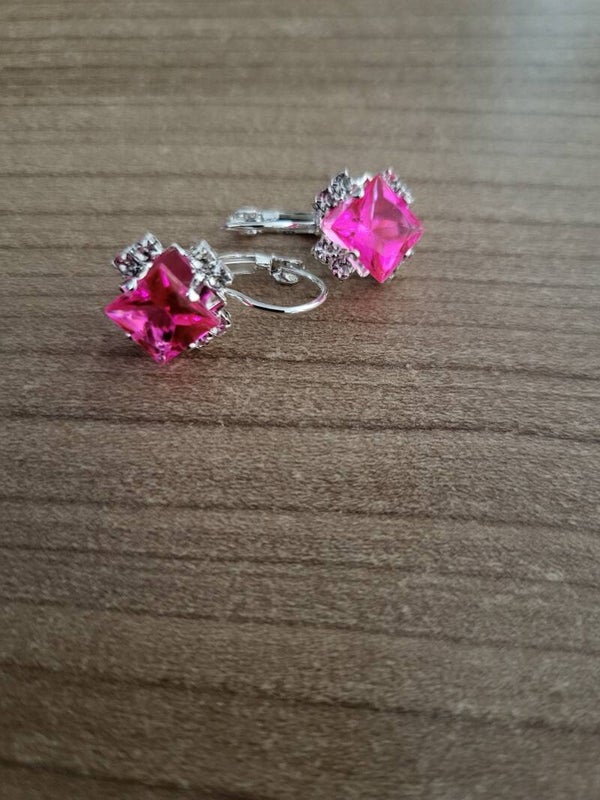 Oorbellen zilver roze