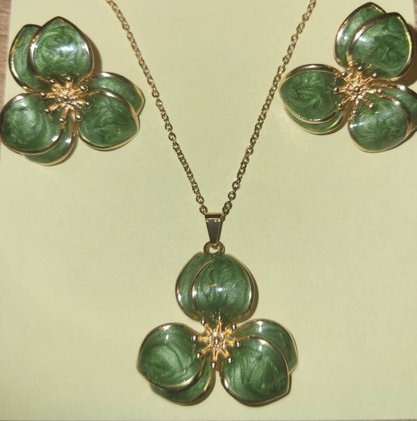Setje groen goud bloem