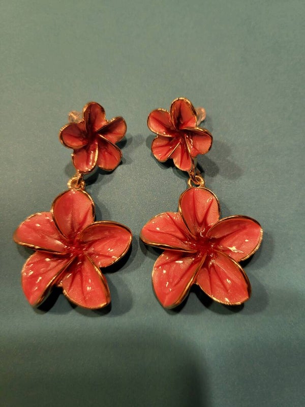 Oorbellen bloem roze goud