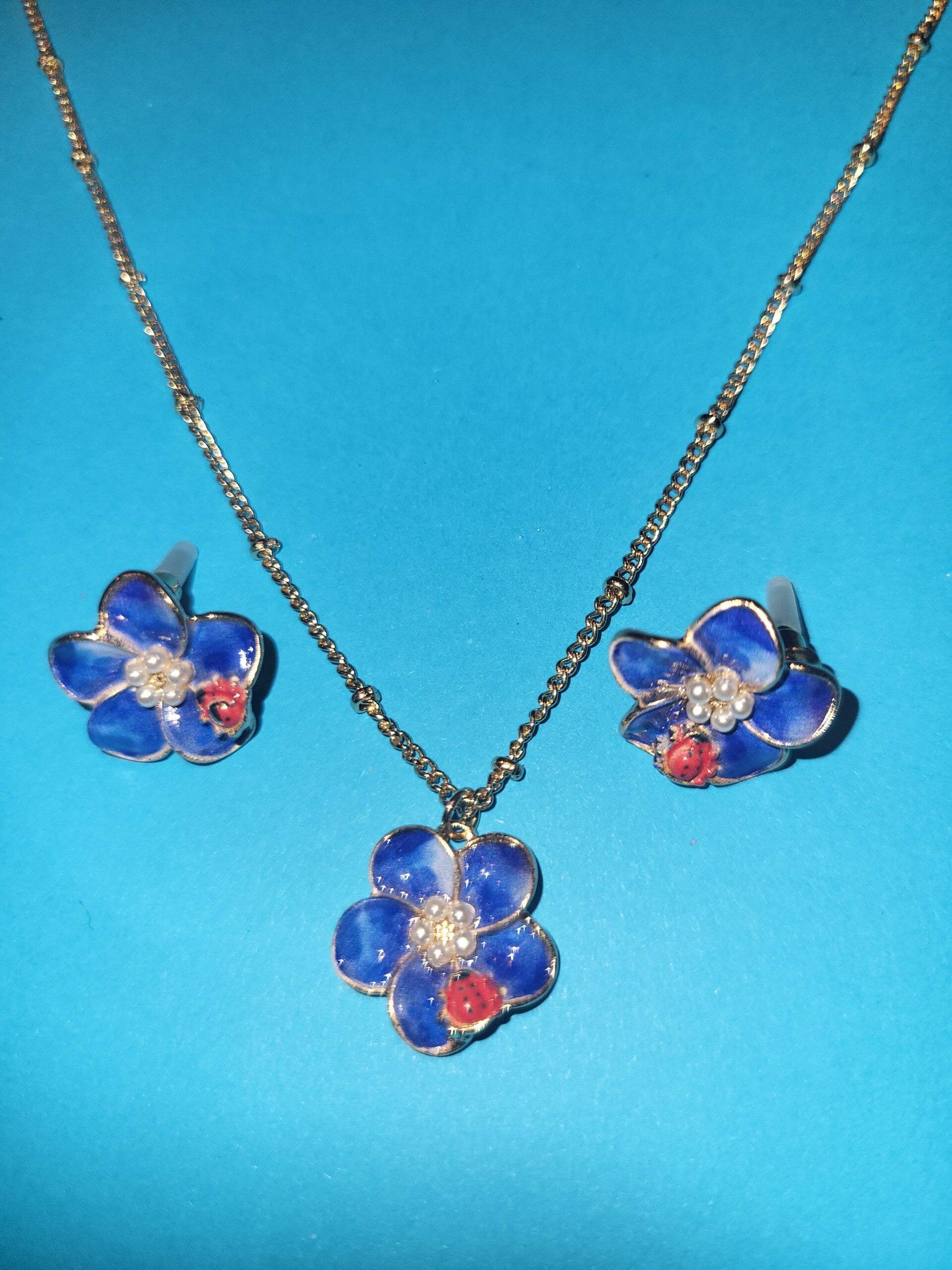 Setje bloem blauw
