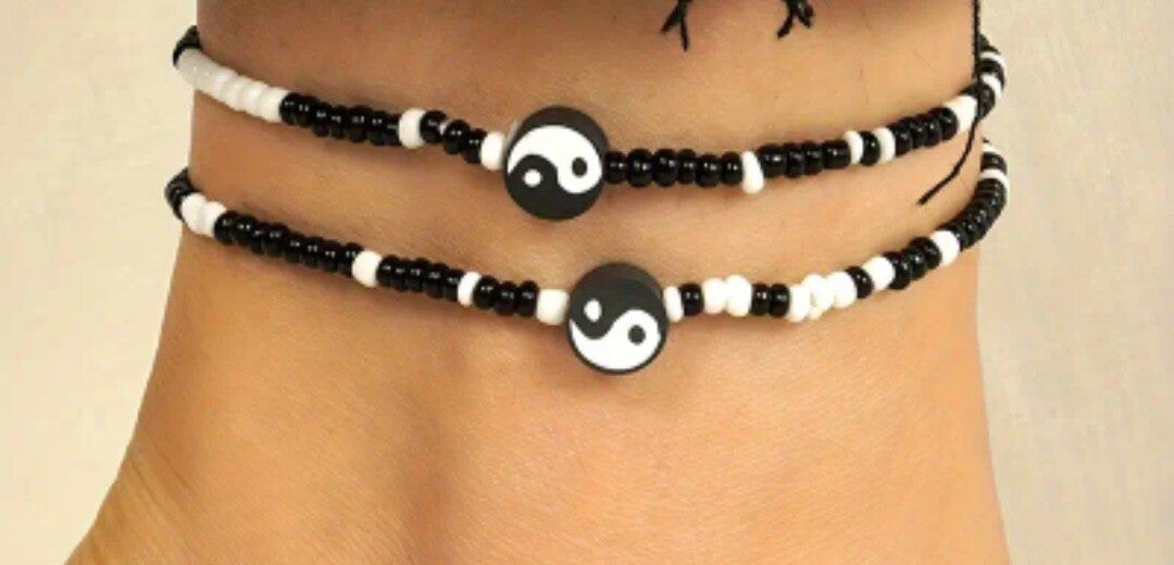 Setje enkelbandjes ying/yang