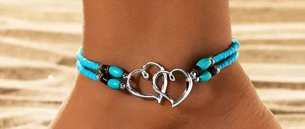 Enkelbandje hartjes blauw