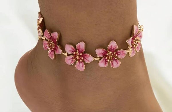 Enkelbandje roze bloemen