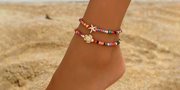 Enkelbandjes strand multicolor