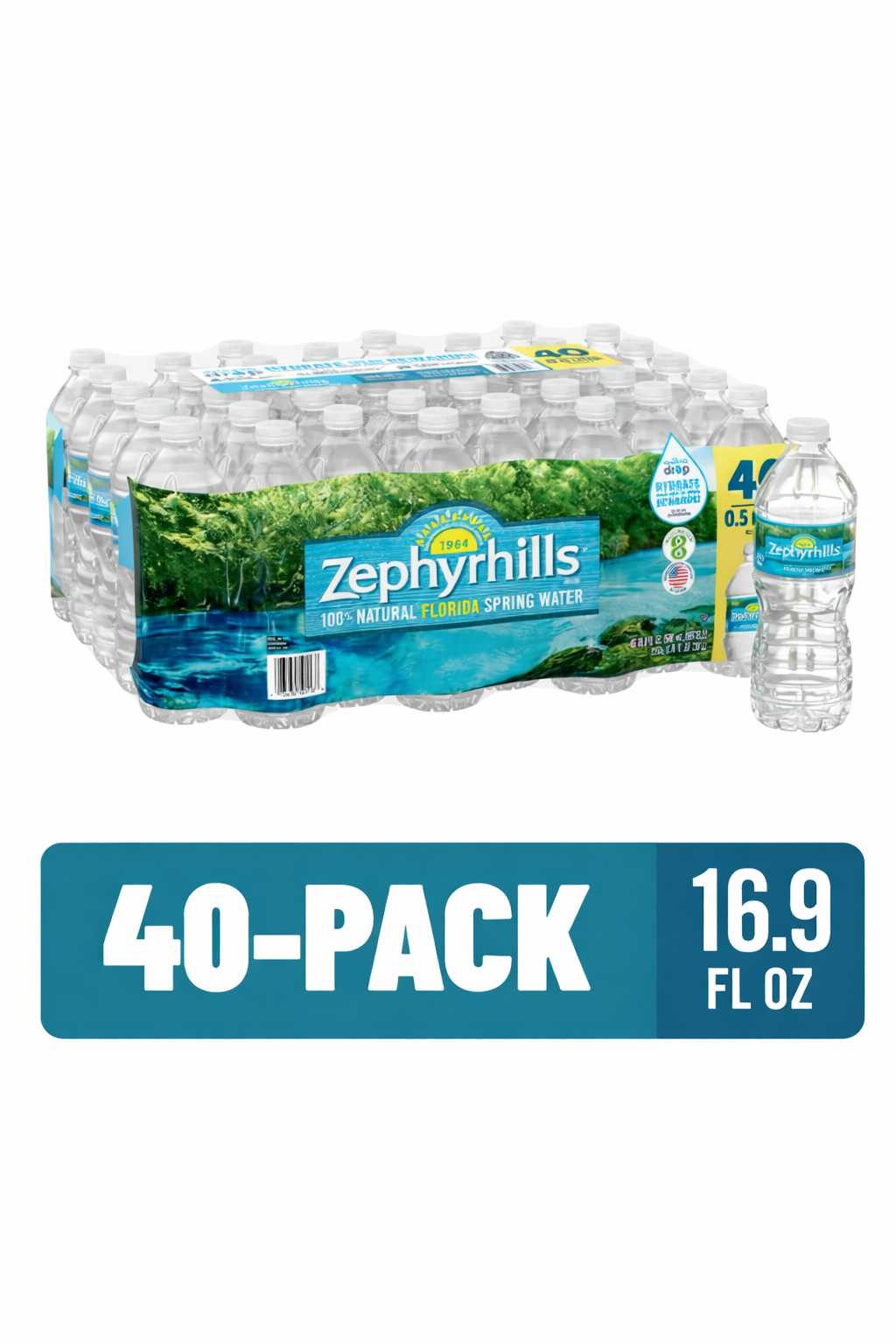 Zephyrhills Natural Spring Water – 40 Pack (16.9 fl oz)