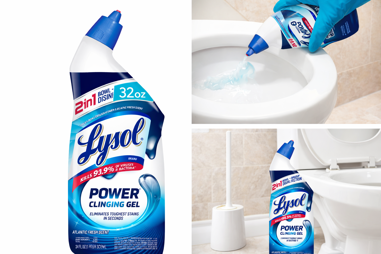 Lysol Power Clinging Gel – Toilet Bowl Cleaner (32 oz)