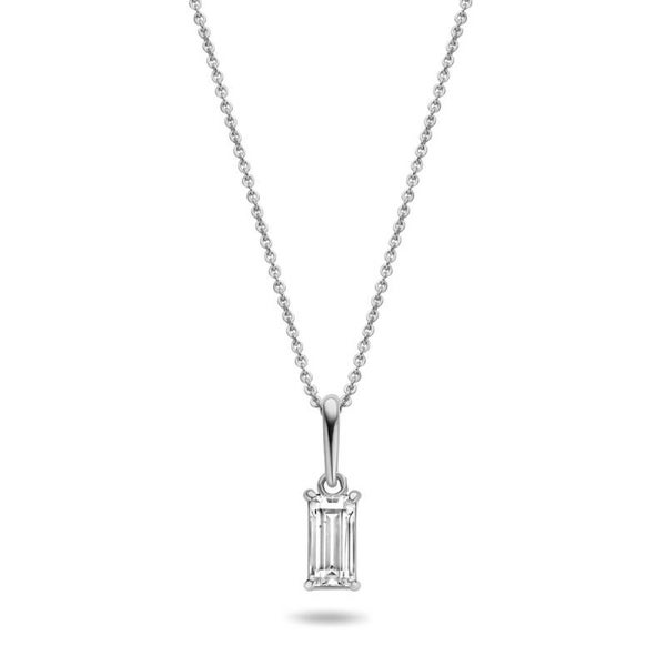 New Bling Wit gouden collier met baquette zirkonia hanger