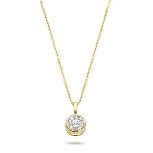 New Bling gouden collier met zirkonia hanger 6mm.
