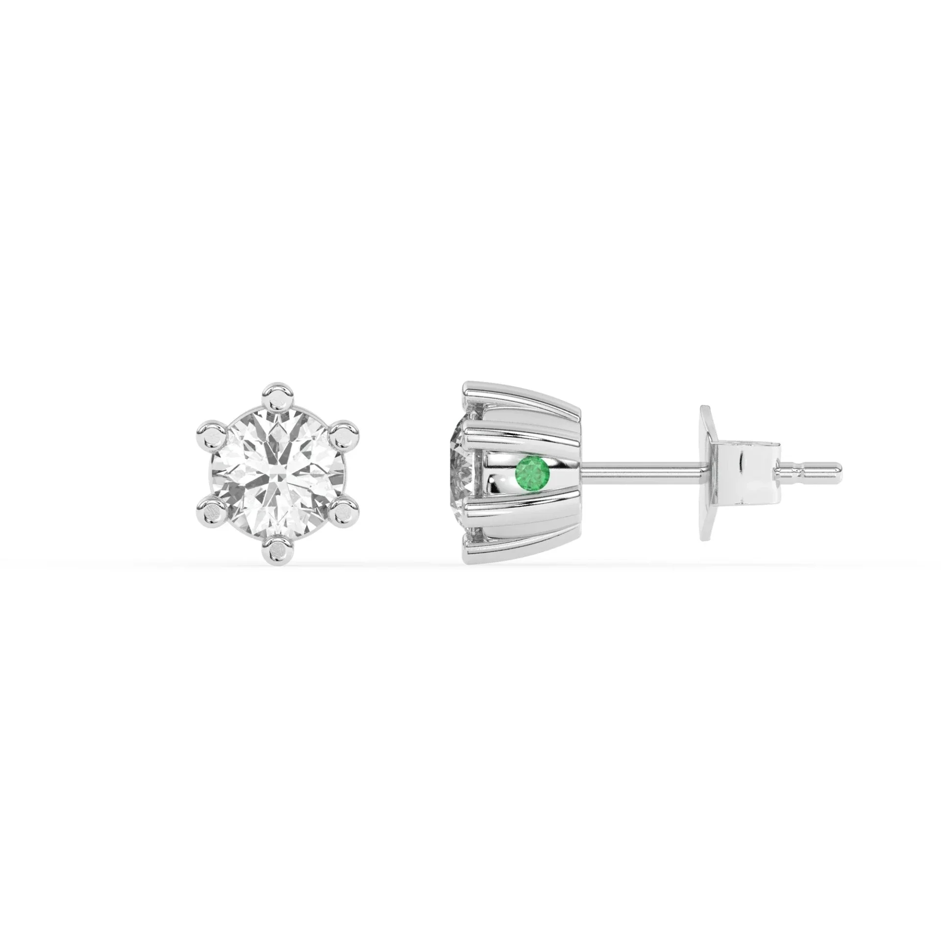 Diamo Diamonds wit gouden stud oorbellen 6 poot met diamant