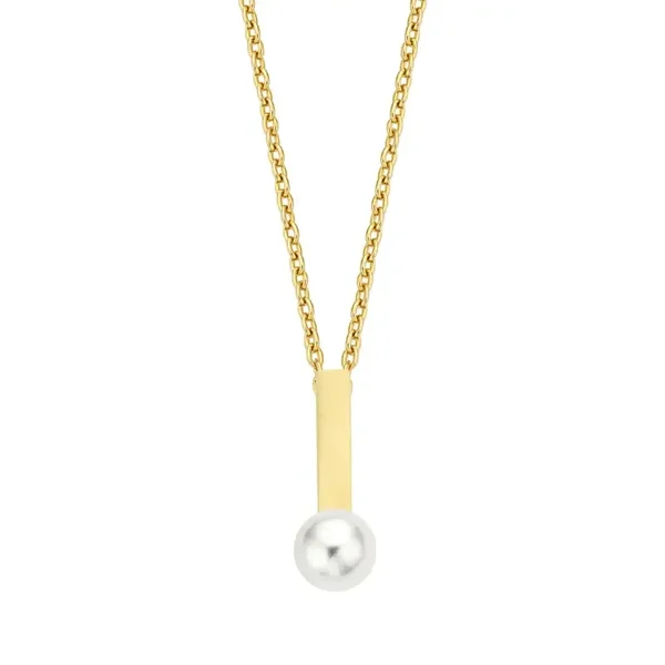 New Bling 14 krt gouden collier met parel hanger.