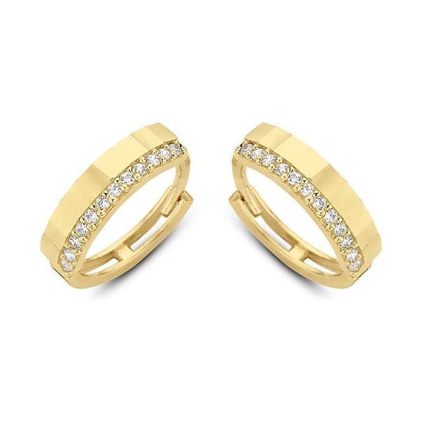 Gouden oorringen bezet met zirkonia 12.5 mm