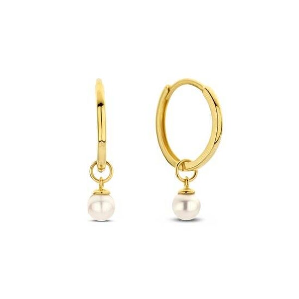 Gouden oorringen met parel diameter 12mm