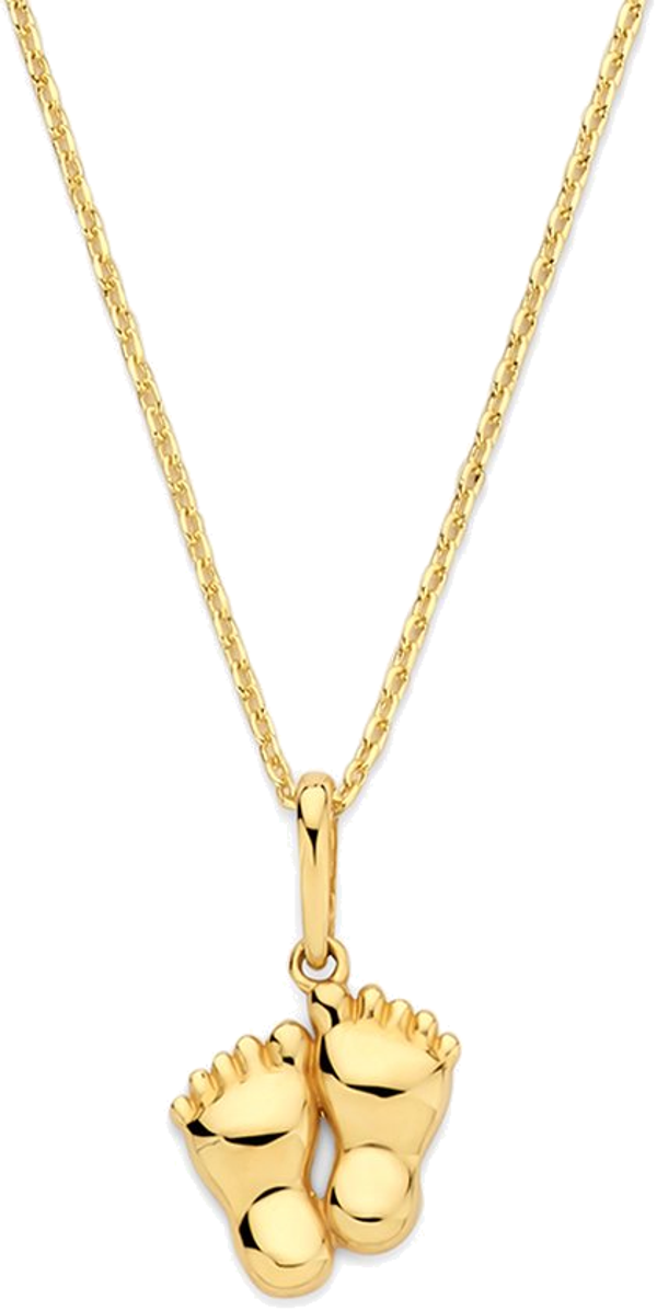 New Bling gouden collier babyvoetjes