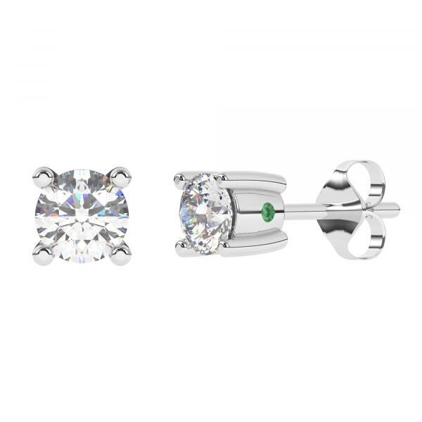 Diamo Diamonds wit gouden solitaire 4 poot oorbellen met  diamant