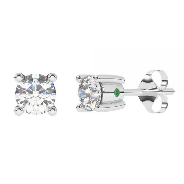 Diamo Diamonds wit gouden solitaire 4 poot oorbellen met  diamant