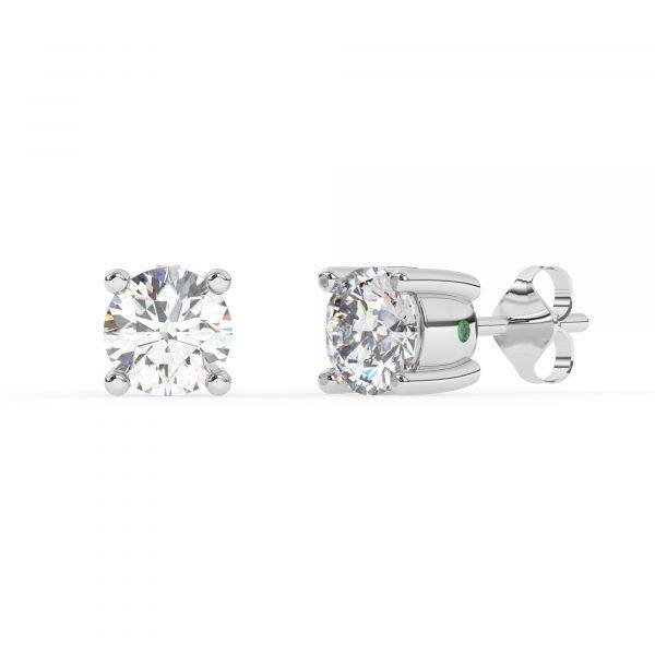 Diamo Diamonds wit gouden solitaire oorknopjes bezet met diamant
