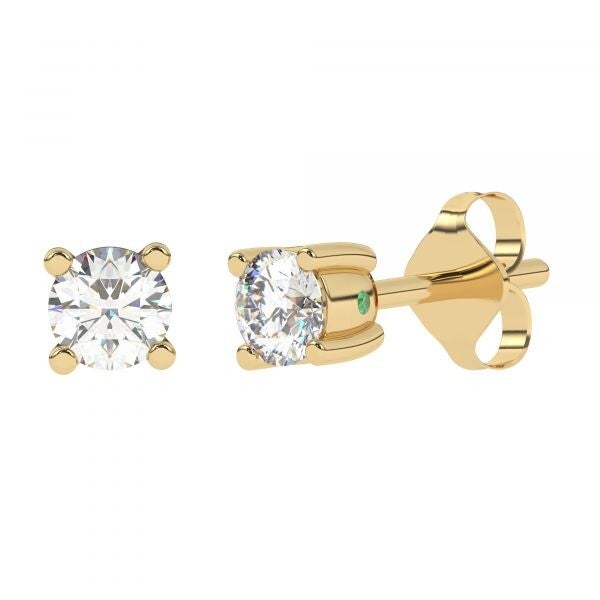 Diamo Diamonds geel gouden solitaire 4 poot oorbellen met  diamant
