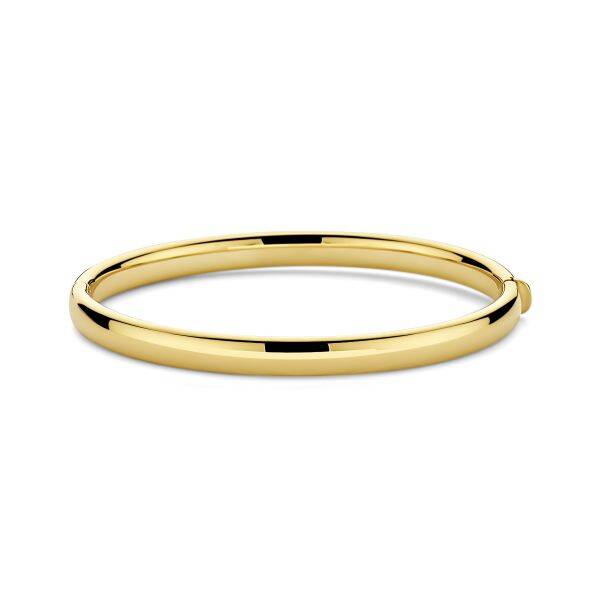 New Bling 9NB-1522 Zilveren Armband Bangle - 4 mm Breed - 60x50mm - Platte Buis - Zilver - 925 - Verguld/Goud op Zilver