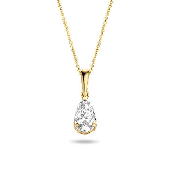 New Bling gouden collier bezet met druppel vormige zirkonia
