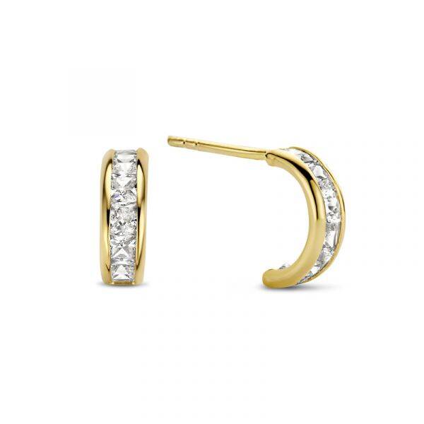 New Bling 14 krt gouden oorknopjes met zirkonia
