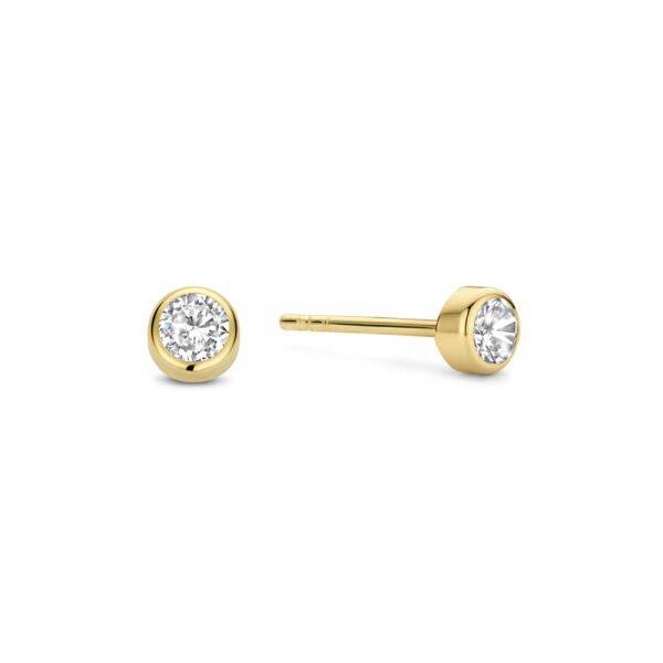 New Bling gouden oorstekers bezet met zirkonia