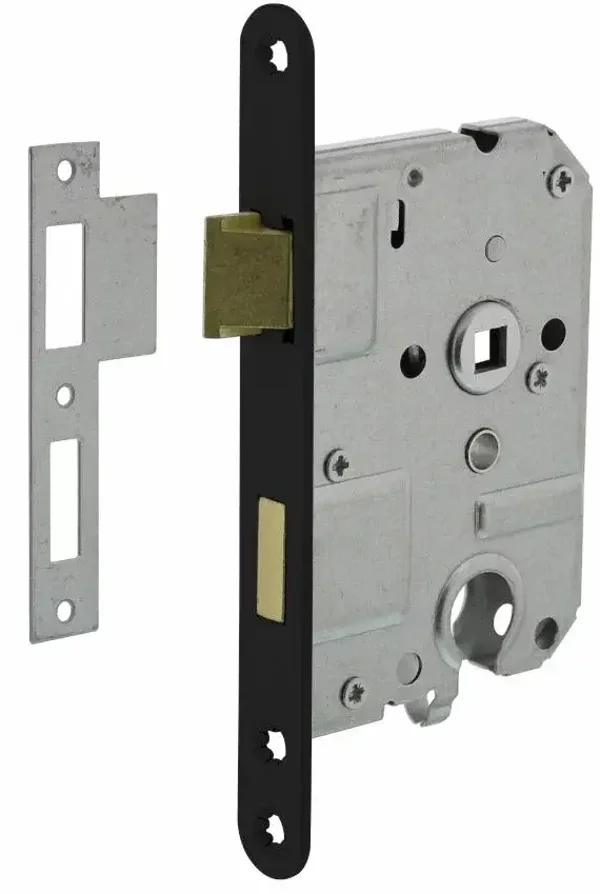 Intersteel cilinder dag en nachtslot PC55 met zwart gelakte voorplaat 20×175 mm