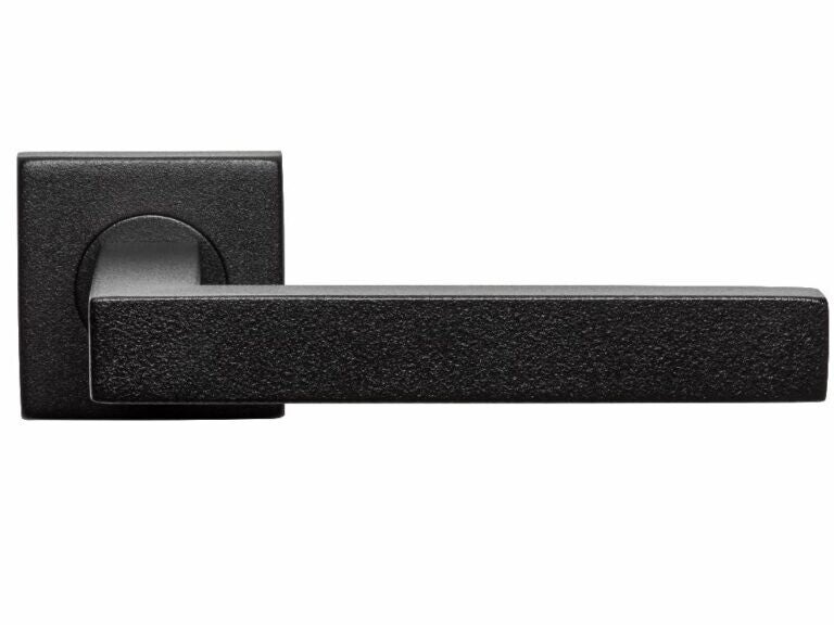 Deurklink Basis vierkant op rozet rvs/zwart