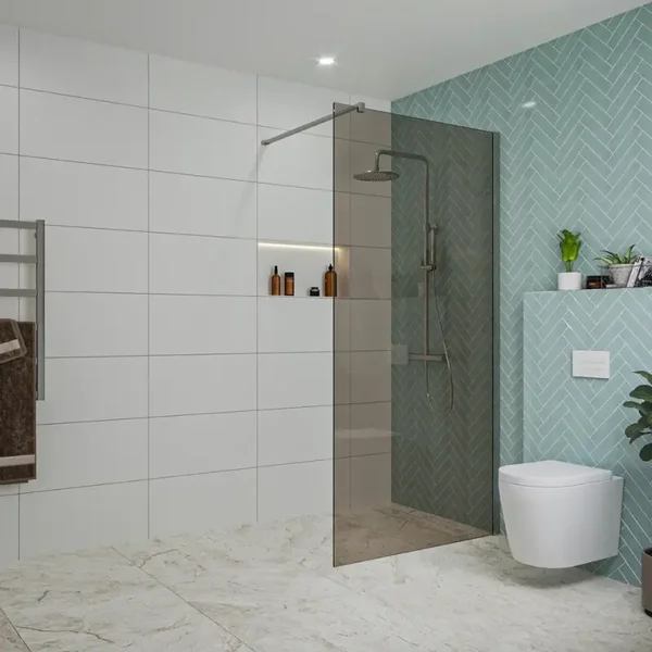 Fortifura Galeria inloopdouche - 100x200cm - rookglas - wandarm - chroom