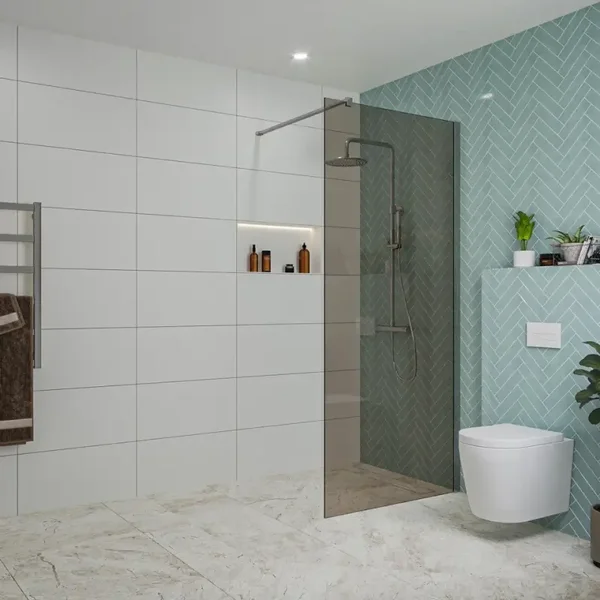 Fortifura Galeria inloopdouche - 90x200cm - rookglas - wandarm - chroom