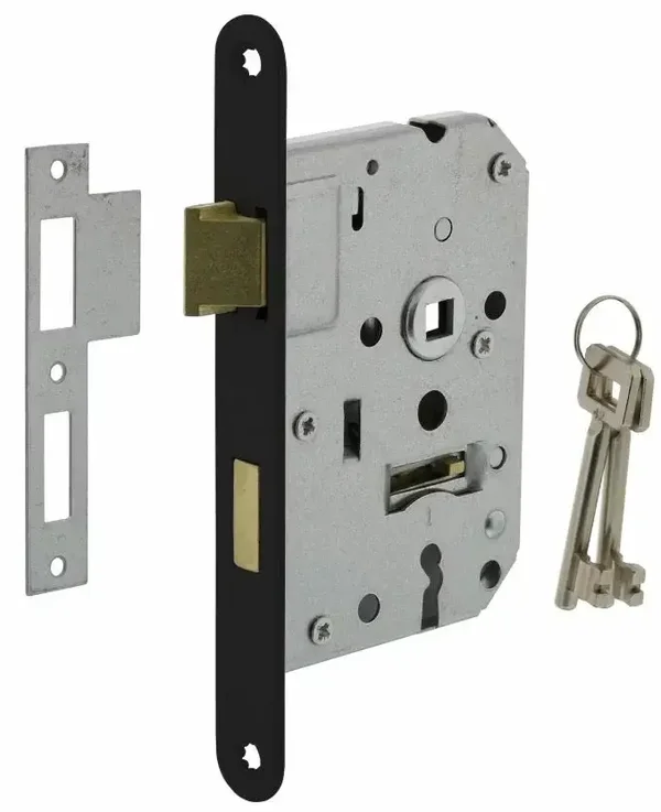 Intersteel Klavier dag en nachtslot met zwart gelakte voorplaat 20×175 mm