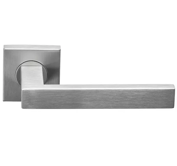 Deurklink Basis Rechthoek op geveerd rozet mat rvs