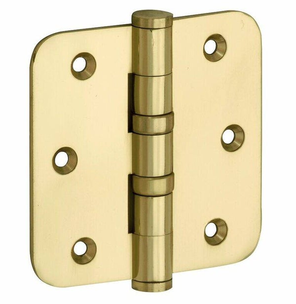 Kogellagerscharnier 76×76 ronde hoek vlak messing gelakt