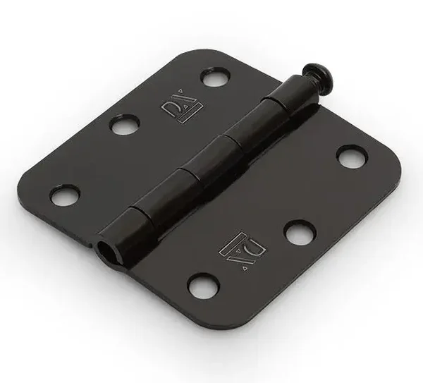 Scharnier met losse pen ronde hoeken 76×76 mm zwart gelakt