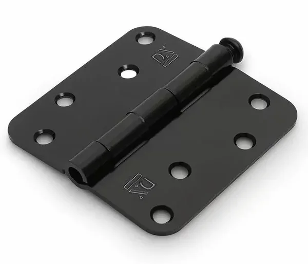 Scharnier met losse pen ronde hoeken 89×89 mm zwart gelakt
