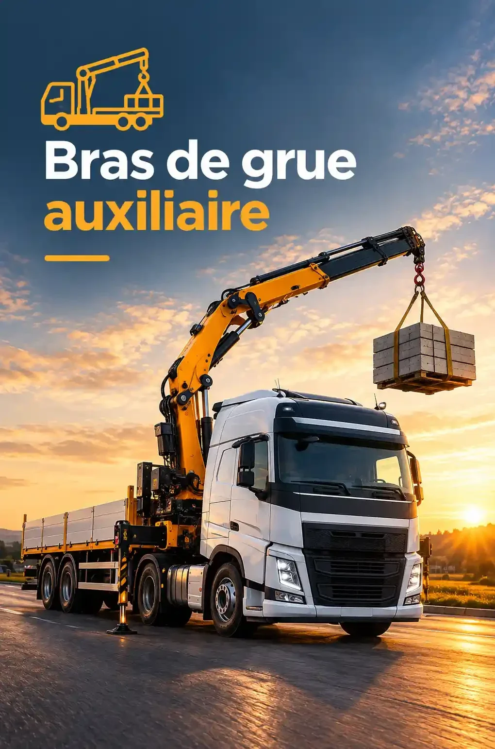 Image du service chauffeurs Bras de grue auxiliaire par Tita Trackt, entreprise de chauffeurs poids lourds confirmés en Île-de-France