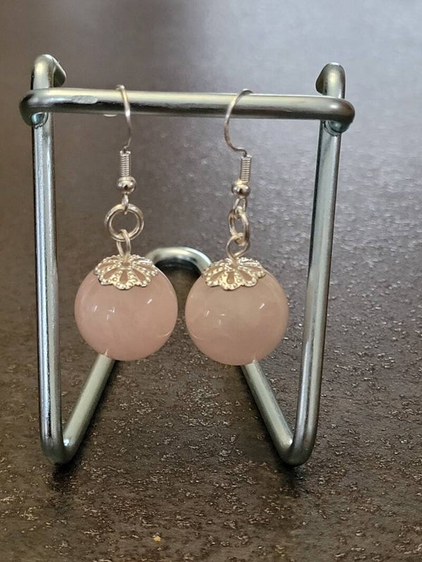 Boucles d'oreilles Quartz Rose