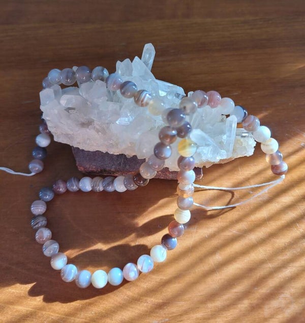 Fil de perles Agate du Botswana 6 mm