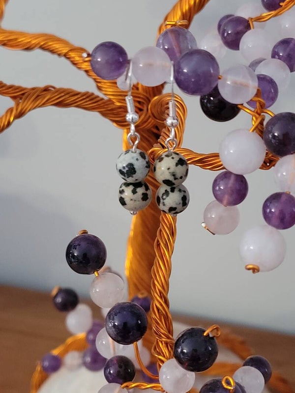 Boucles d'oreilles jaspe Dalmatien