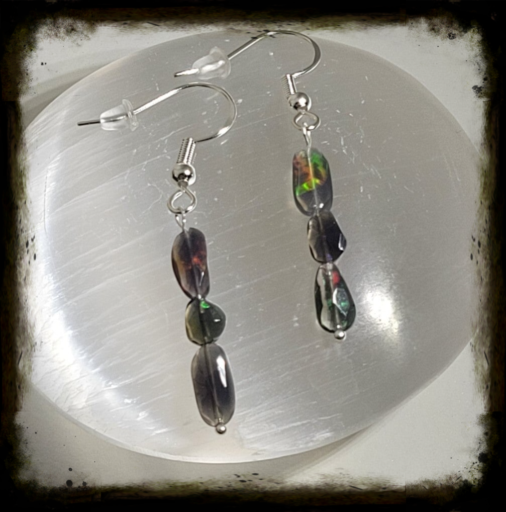 Boucles d'oreilles Opale noire Ethiopienne