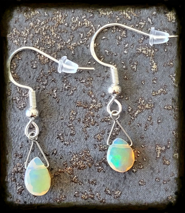 Boucles d'oreilles Opale briolette poires Ethiopienne